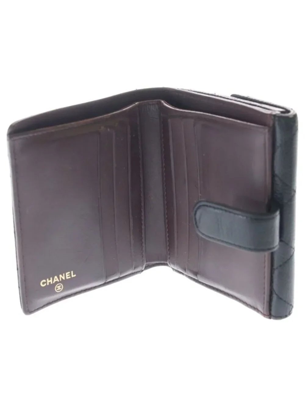 Chanel Quilted CC Logo Bifold Wallet Caviar Leather Black